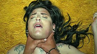 Blue eyed brunette wife feels ecstasy fucked nonstop in hotel bed