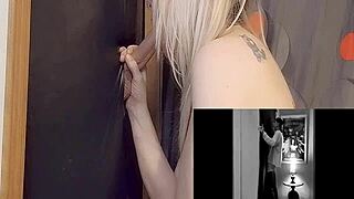 whoa, sucking that monster cock at gloryhole deep!