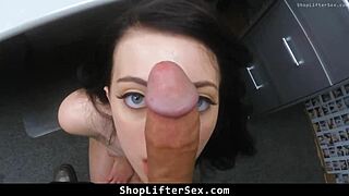 Caught stealing? Now strip, suck and ride this cop rough in the office!