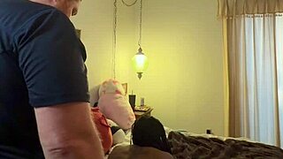 amateur ebony sneaks late-night call to clueless husband