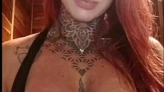 tattooed redhead brazilian teases webcam pink nipples