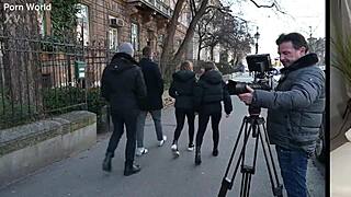 Eveline and Silvia Dellai's wild DP gangbang on camera