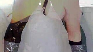 sexy sissy shemale struts in boots fishnets heels teasing ass and feet publicly