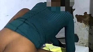 Skinny ebony milf's tight wet pussy stretched by thick cock cumshot