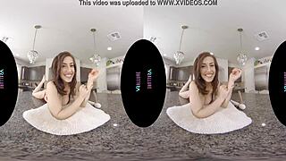 I watch her tease big tits with toys in vrallure pov
