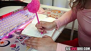 horny little stepsis grabs dildo to help her virgin stepbro finally lose it pov style