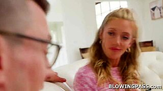 What if busty blonde milf chokes on hubby's monster while he lounges