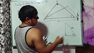 Teacher nerd solves my triangle with hot bedroom sex?