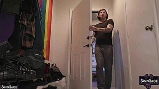 Lesbian Sinn Sage Strapon-Dicked Deep While Passionately Kissing Crystal Clark in Bedroom Domination