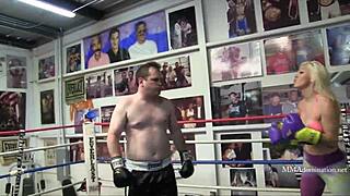 Blonde Bimbo Bombshell Dominates in Mixed Boxing