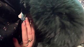 innocent stepmom's face ravaged by cock but cum drips on her fluffy jacket instead?