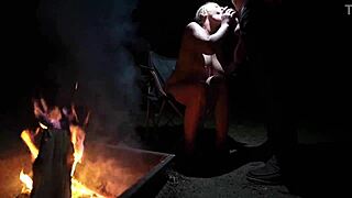 naked curvy babe sucks big cock deep in forest outdoors