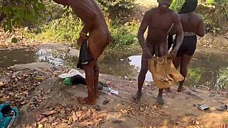 amateur ebony babe bends over doggystyle from river to mountain quickie