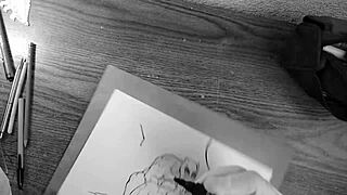 Creampie and big boobs in this black animation