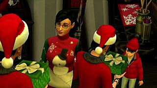Bella seduces Santa in Sims 4 Christmas