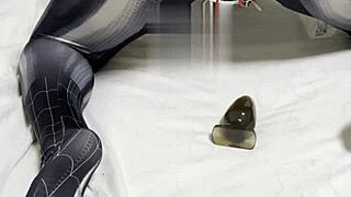 spider venom cosplay suit for anal hole training and hardcore assfucking