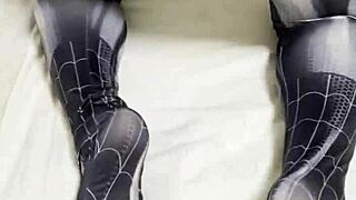 spider venom cosplay suit for anal hole training and hardcore assfucking