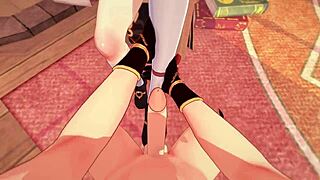 hu tao gives footjob in genshin impact hentai
