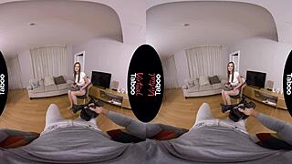 why ride my cock like that? brunette shaved pussy in taboo cowgirl.