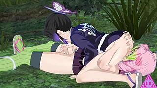 Shinobu and mitsuri engage in futanari hentai sex