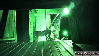 Teen in bikini gives blowjob at party