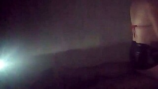 No light, so I talked to my neighbor out of fear and rode his dick to relax nicely.