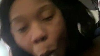 Ebony Babe Takes a Throat Ride from a Monster Cock