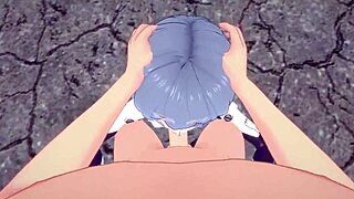 Big tits and ass in an anime blowjob POV