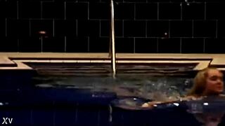 Blonde girl in sexy bikini enjoys a hassle-free night