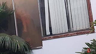 Cuckold neighbor records wife's backstage fuck.