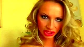 naughty blonde with big tits uses dildo for orgasm