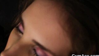Watch this frisky hottie swallow all that jizz on her face!