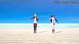 genshin impact mmd rockabye rosaria kuki shinobu in 3d anime