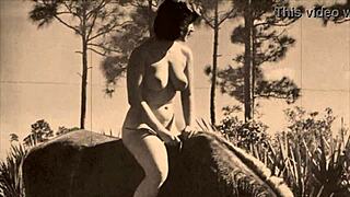 Vintage beauty with hairy pussy and natural tits