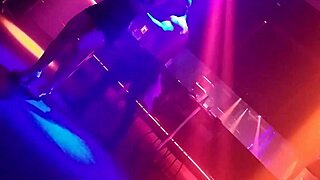 Gogo dancer tempts married brunette into a steamy dance reveal