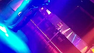 Gogo dancer tempts married brunette into a steamy dance reveal