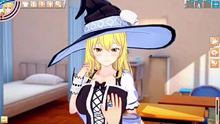 Marisa Kirisame gets big breasts rubbed in 3DCG Touhou hentai game