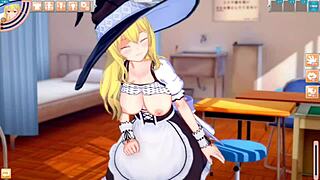 Marisa Kirisame gets big breasts rubbed in 3DCG Touhou hentai game