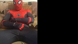 Gay Spiderman Rocks Solo in Tight Spandex Suit! 🕷️💪