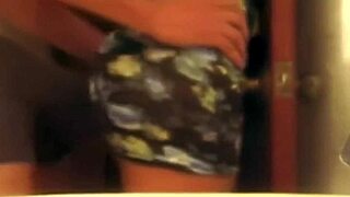 girl in dress and panties gives guy kinky assjob with grinding