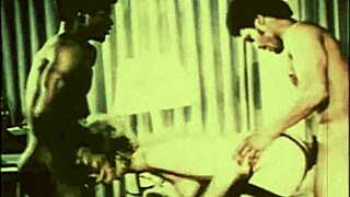 in vintage porn, interracial threesome gets wild with hairy black cock