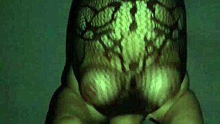 Chubby mexican wife in fishnets bounces her big tits for voyeur