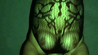 Chubby mexican wife in fishnets bounces her big tits for voyeur