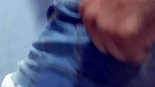 married man dancing in wife's shorts