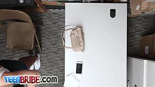 Petite tattooed blonde sucks burglar's cock 😍