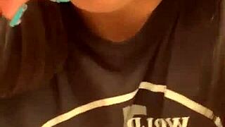 marcy diamond giving SLOPPY blowjob to lollipop with tons of spit