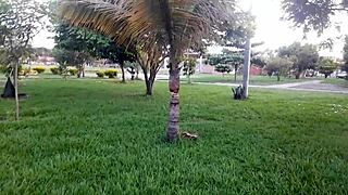 Latina teen recognized in park, offered cash for hard sex.