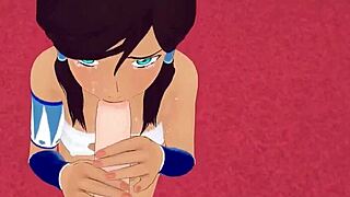 avatar korra gives perfect blowjob in hentai