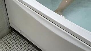 masturbating in the hydro massage bathtub with sexy boobs 😍