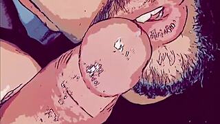 this gay animation shows big cock pounding slut's mouth